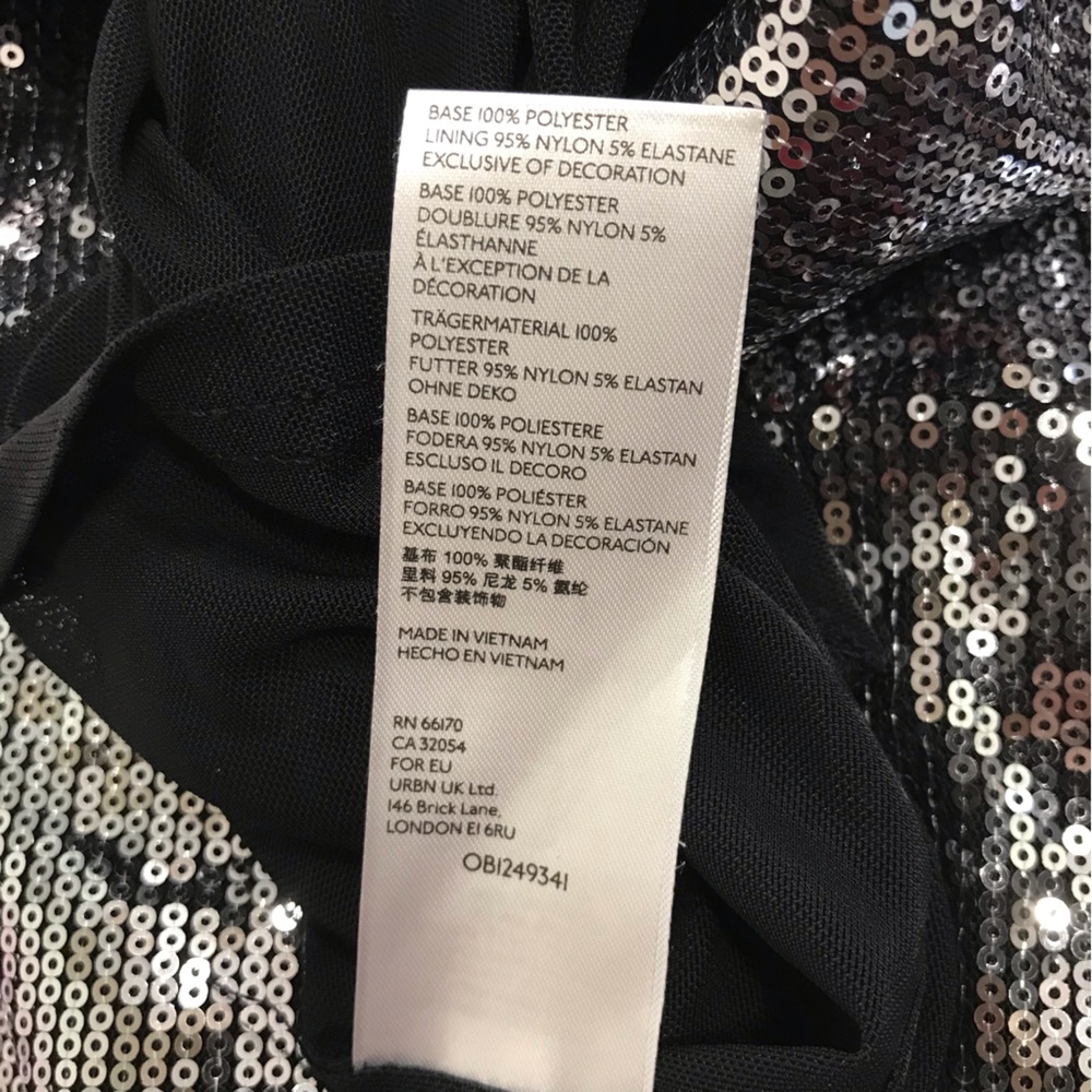 Urban Outfitters Silver Sequins Mini Dress Bodycon Spaghetti Strap - Picture 7 of 8